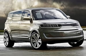 Vista frontal de tres cuartos del prototipo Kia KV7