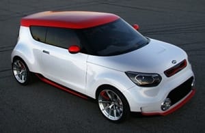 Vista frontal de tres cuartos del prototipo Kia Track'ster